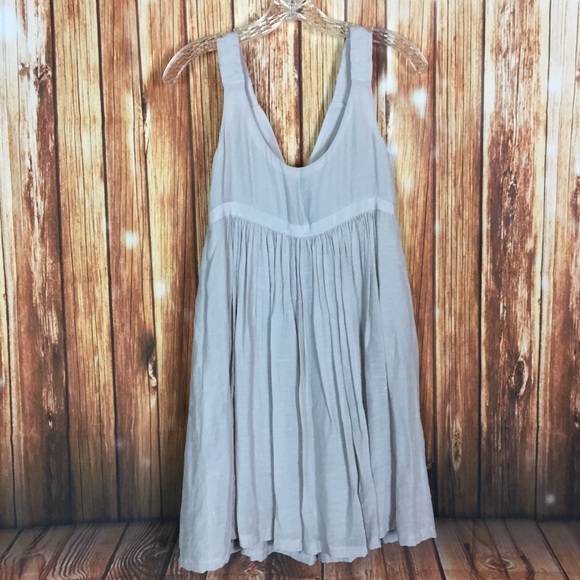Sine Gray Rosette Floral Textured Sleeveless Pleated Lined Mini Dress Size 4 - Picture 2 of 5